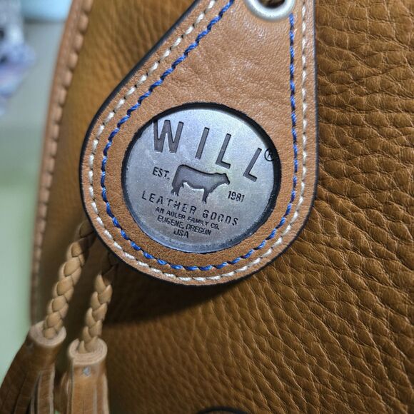 Will Leather Goods Lubbock Backpack Tan Leather Western Silver Buckle Embroidery main image 10